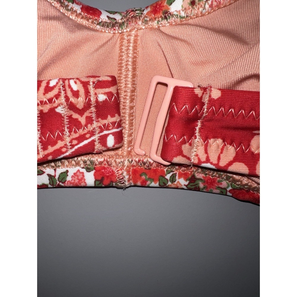Aerie Scoop Orange Handkerchief Bikini Top Adjustable Padded Recycled Size L - Picture 8 of 9